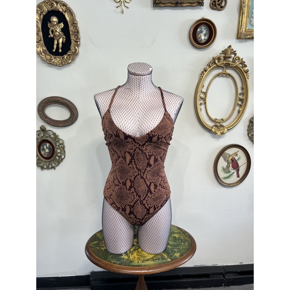 Mara Hoffman Snakeskin Print Cross Back One Piece Swimsuit Size S